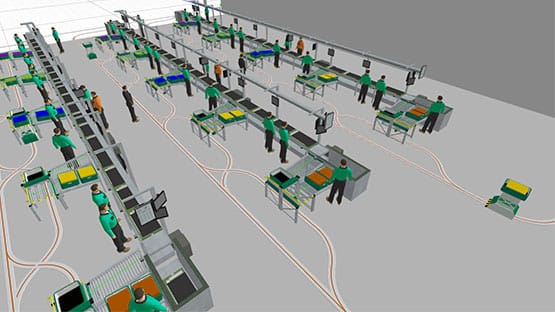 Simulation von AGVs in Linienfertigung