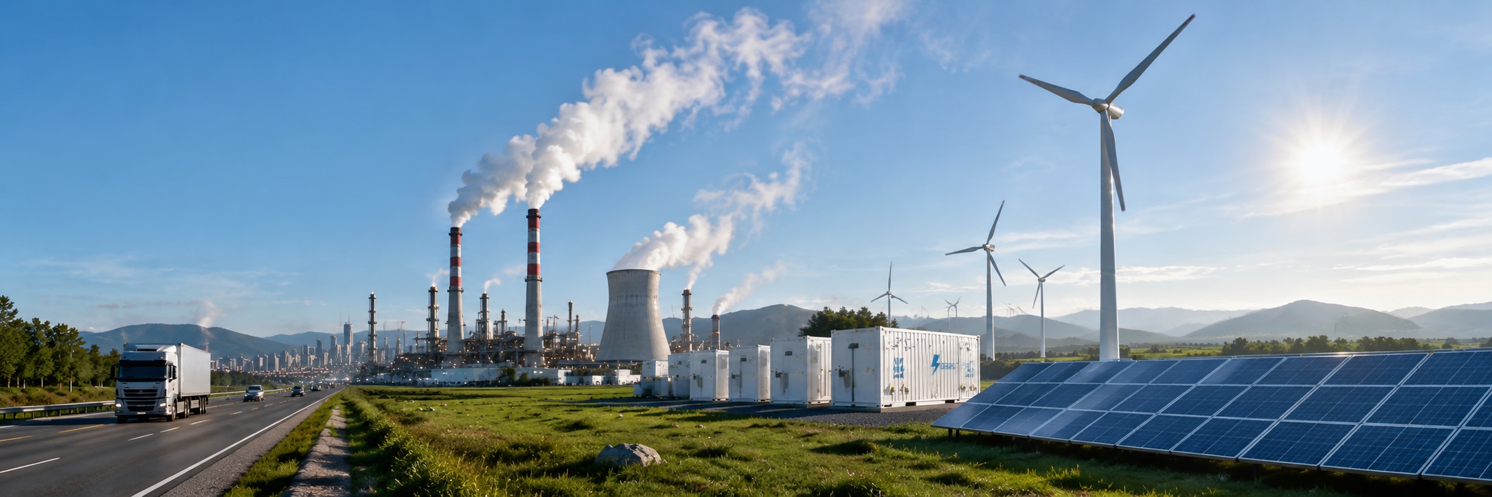Energy flow simulation model of a manufacturing facility showing machine consumption profiles and CO2 tracking